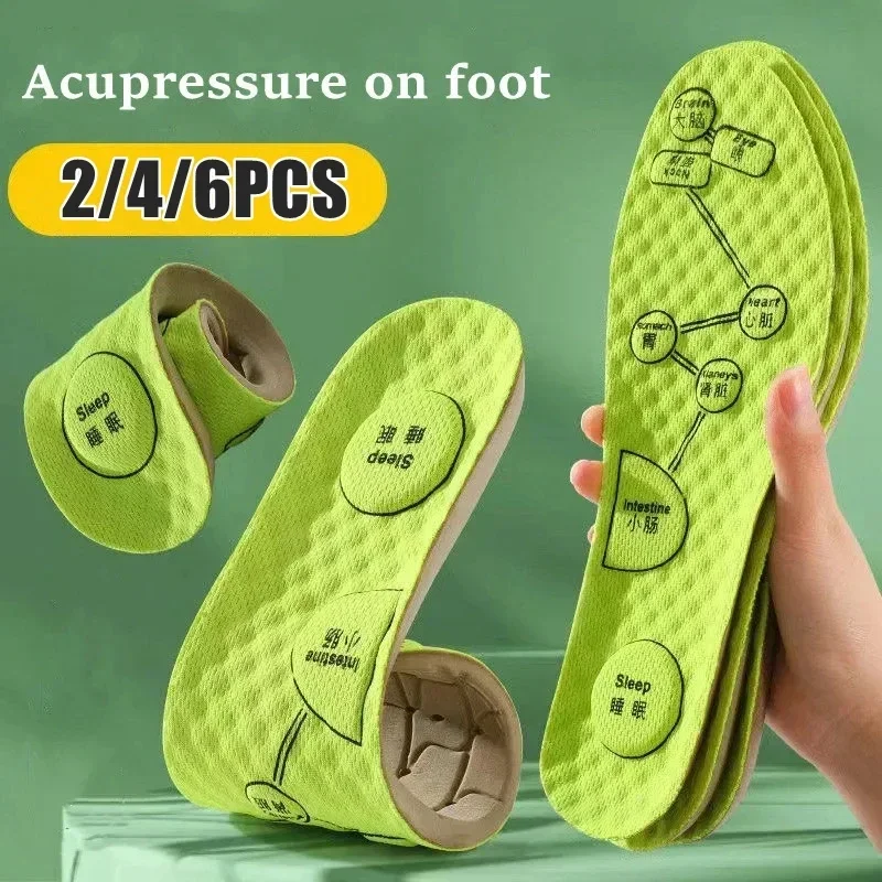 2/4/6Pcs Medical Men Women Acupressure on Foot Insoles Sport Shoes Insole for Breathable Deodorant Comfort Running Shoe Sole