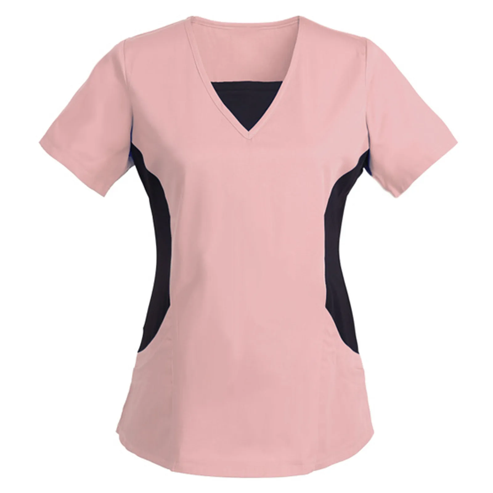 Nurse Uniform Women V-Neck Short Sleeve Tunic Hospital Healthcare Workers Nursing Uniform Beauty Salon Spa Scrubs Tops